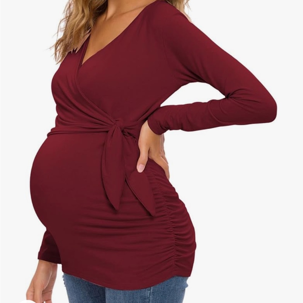 Long sleeve maternity wrap shirt